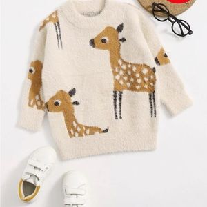 Toddler Girls reindeer fluffy sweater